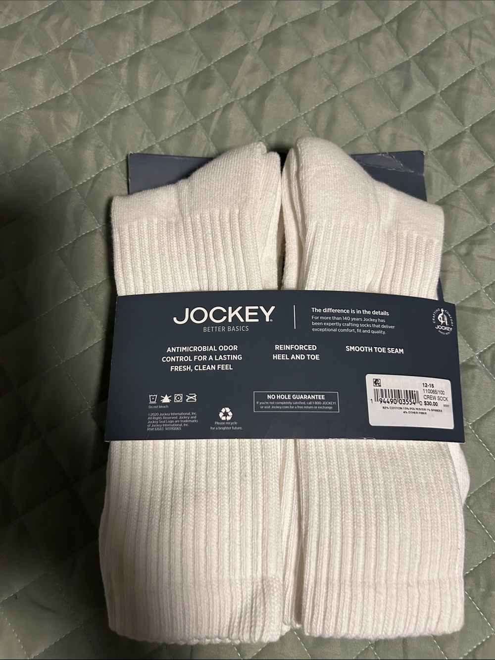Jockey Men's Crew Socks - White (4Pack)